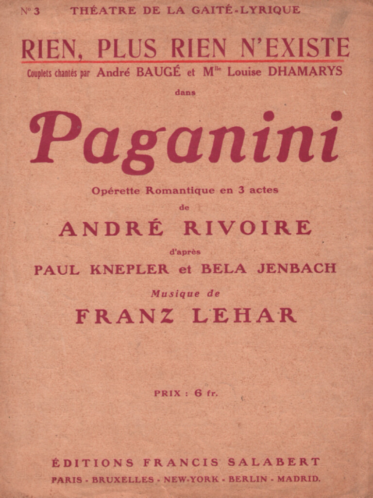 Rien, Plus Rien N'Existe Varioustes Chant Seul